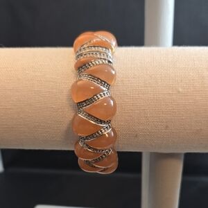 Angelique de Paris 925 Sterling Silver Peach 925 Silver Women's Hinged Bracelet.